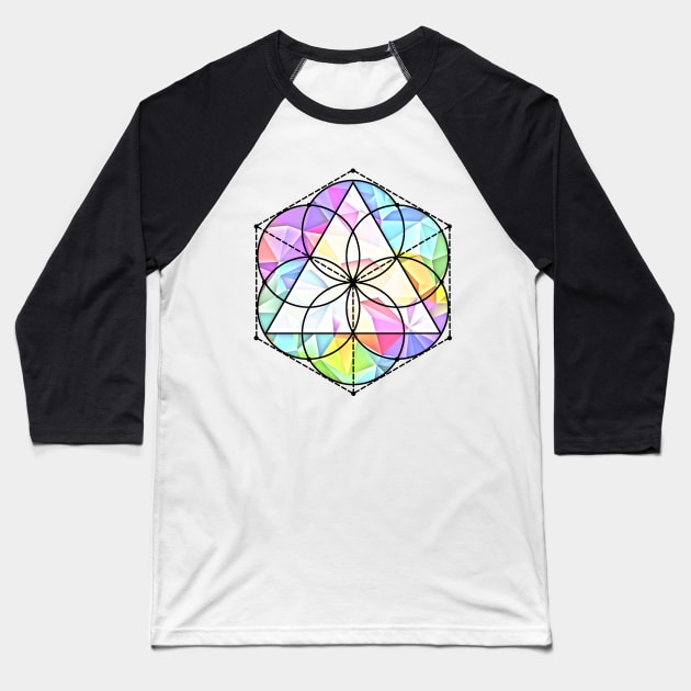 Dimensional Cube Baseball T-Shirt by MokshaVisions